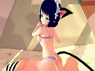 Cute cat girl Cyan Hijirikawa gets fucked from your POV, lets you cum inside her pussy - Show By Rock Hentai.